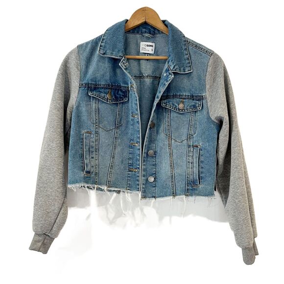 Ci Sono Denim Jean Jacket Sweatshirt Sleeves Small NEW NWT - Picture 4 of 8
